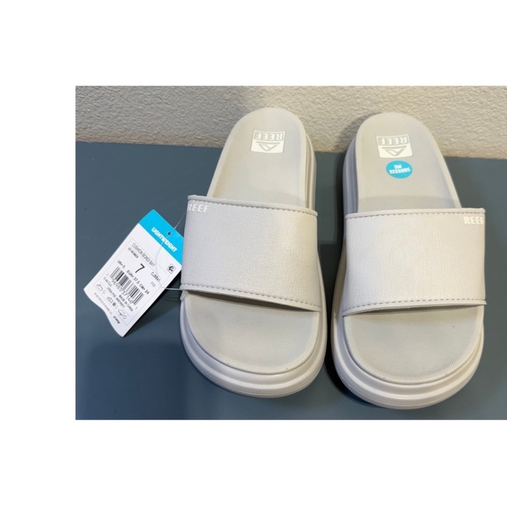 Reef Cream Slide Sandals